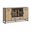 Buffet en bois et métal avec portes en verre trempé