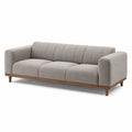 Canapé 3 places en tissu polyester gris et bois massif