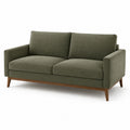 Canapé 2 places en tissu polyester vert et bois