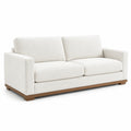 Canapé 3 places en tissu polyester blanc et base en bois
