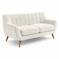 Canapé en tissu polyester crème avec pieds en bois