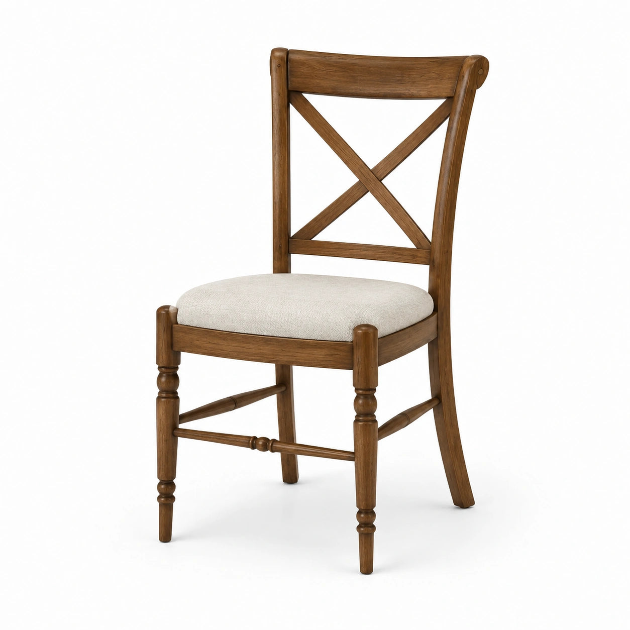 Chaise en bois avec dossier croisé et assise en lin