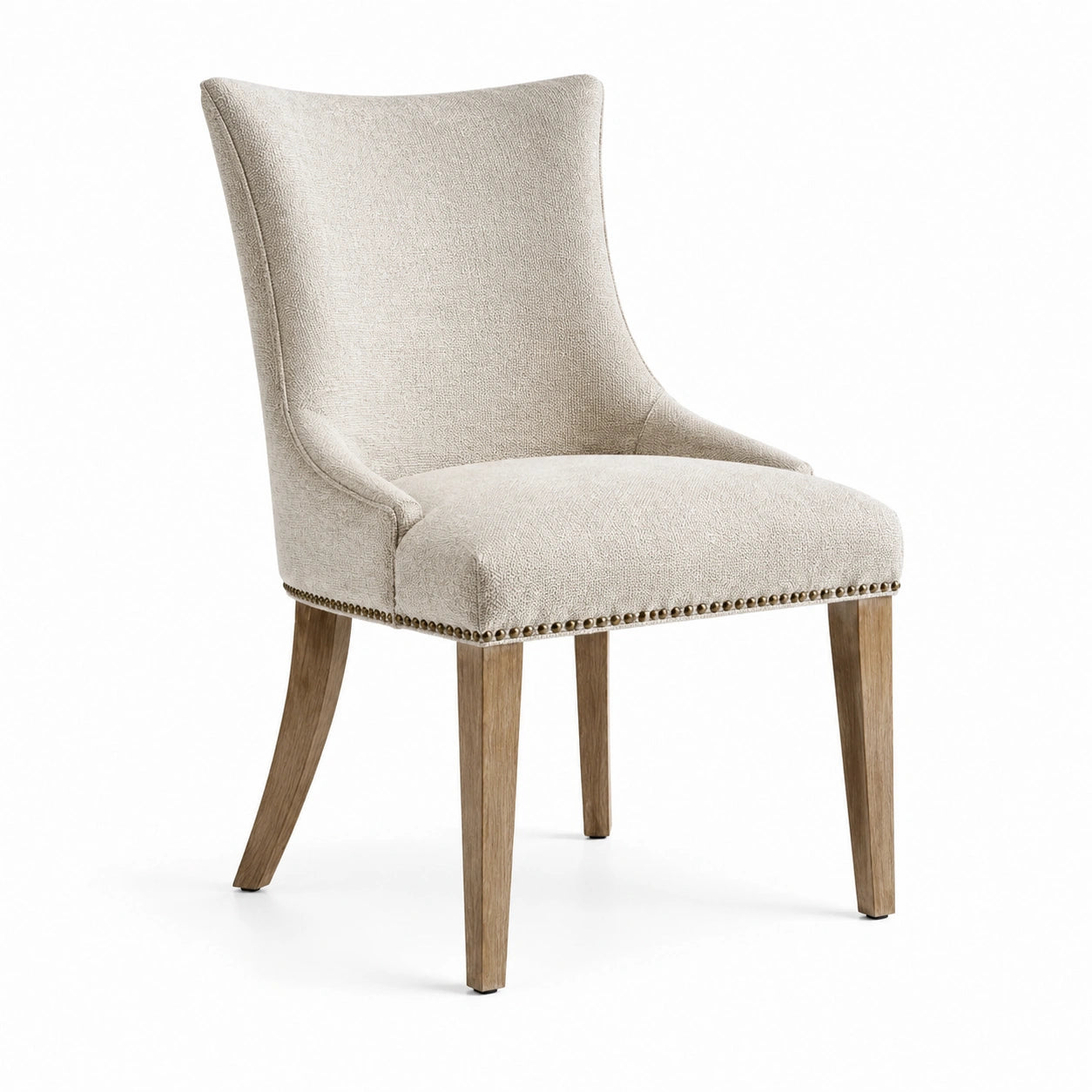 Chaise en tissu lin avec pieds en chêne