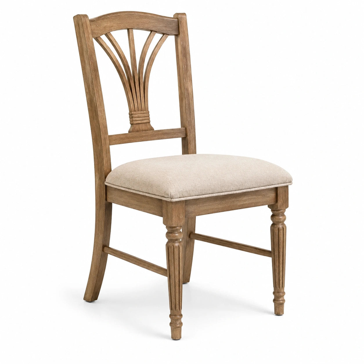 Chaise en bois avec assise en tissu polyester beige