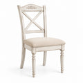 Chaise en bois avec dossier croisé en tissu beige