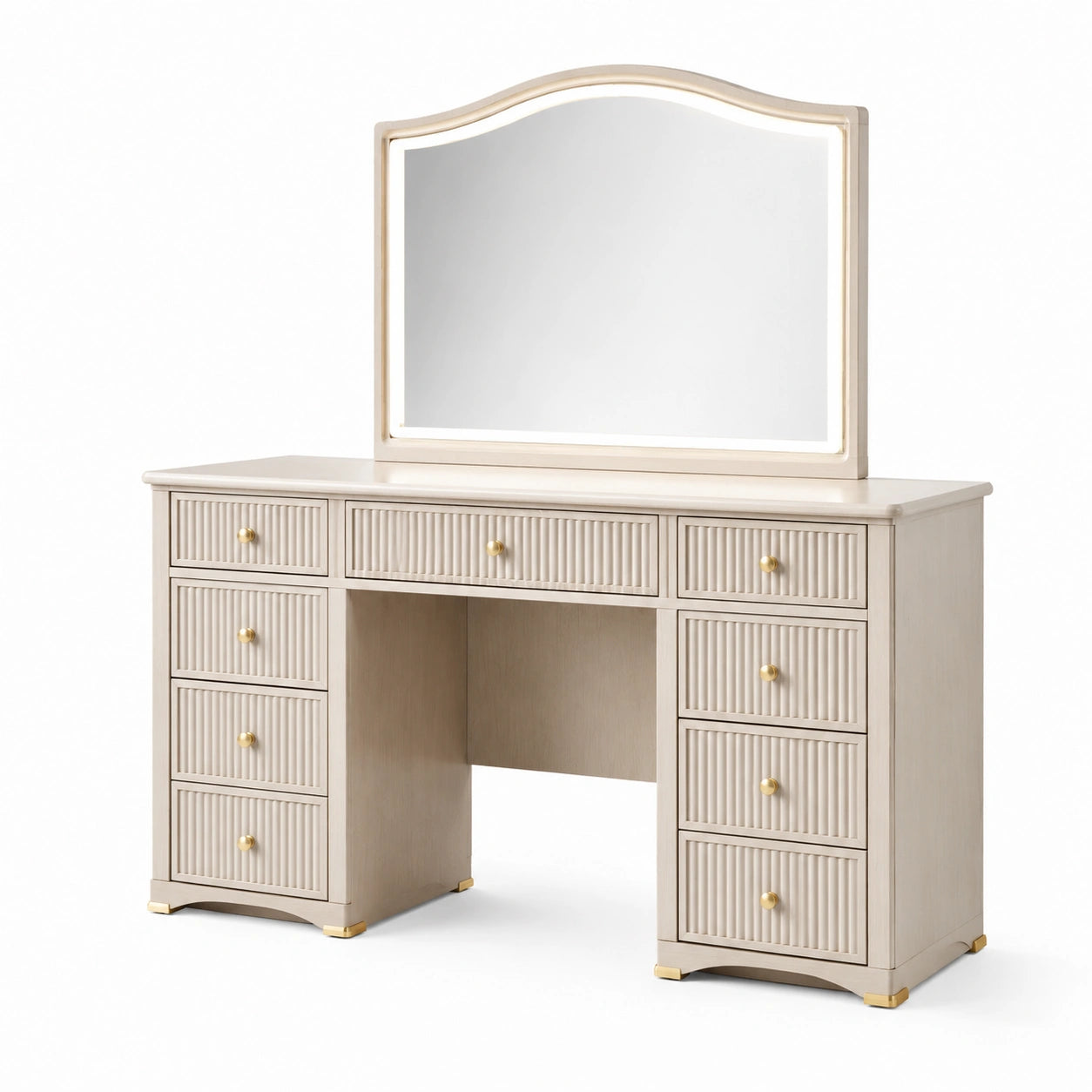 Coiffeuse en bois d'érable avec miroir et tiroirs