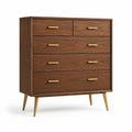 Commode en bois avec poignées en métal doré, marron, 100x80x40cm