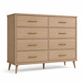 Commode en bois avec 8 tiroirs et poignées en laiton 120x40x95 cm