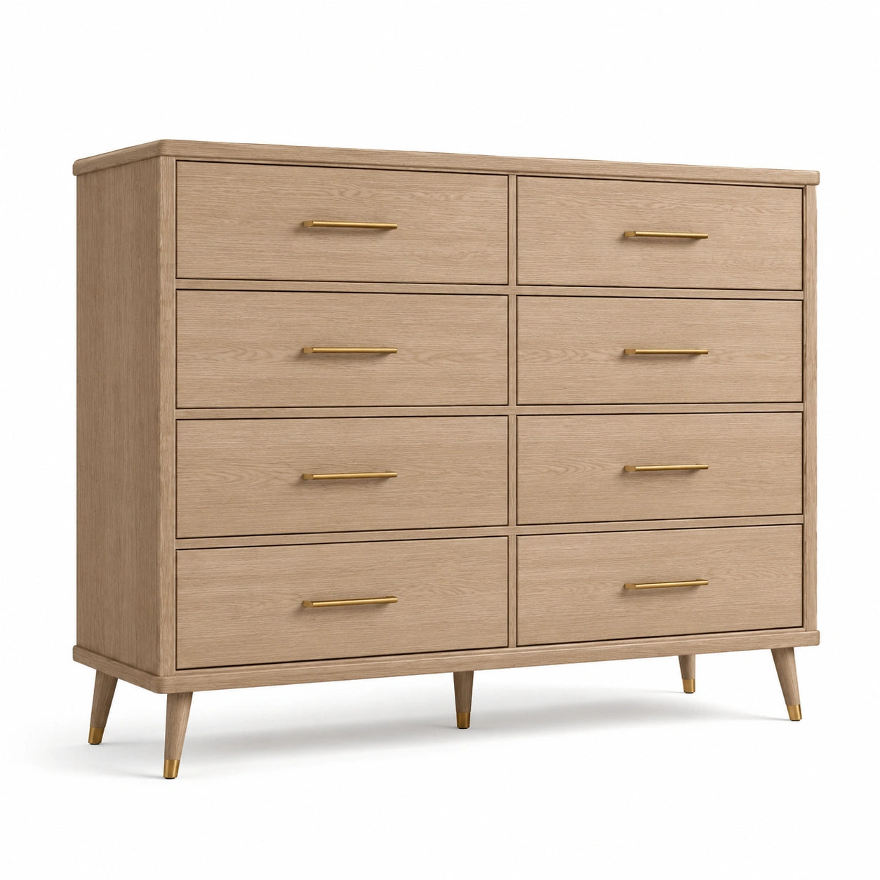 Commode en bois avec 8 tiroirs et poignées en laiton 120x40x95 cm