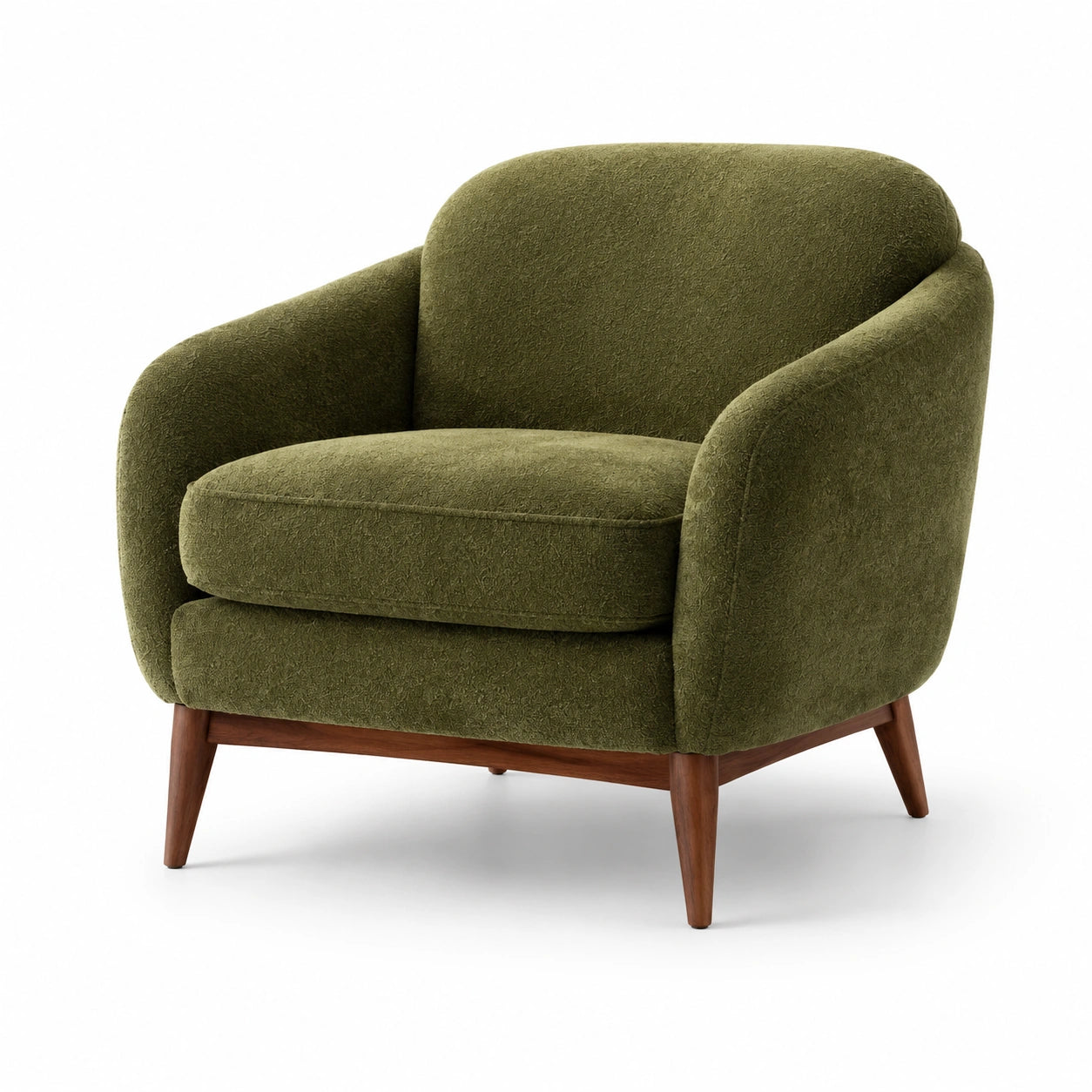 Fauteuil en tissu polyester vert avec pieds en bois