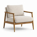 Fauteuil en bois avec revêtement polyester coton beige