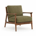 Fauteuil en bois avec tissu de lin vert