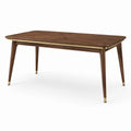 Table à manger en bois de noyer avec accents métalliques dorés
