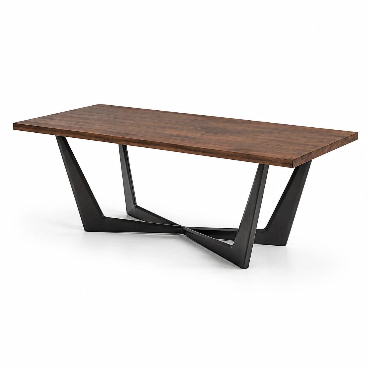 Table à manger en bois massif et métal 200x90x75 cm